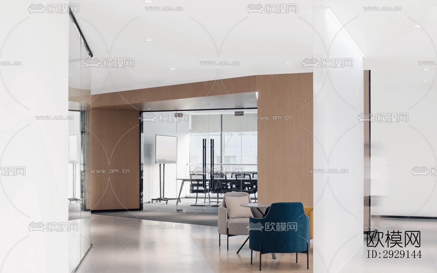 现代办公区效果图下载（渲染图2）