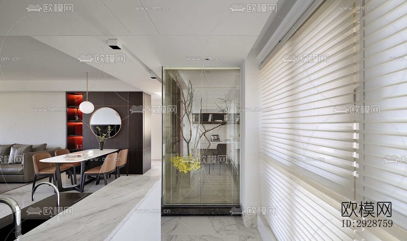 现代平层效果图下载（渲染图9）