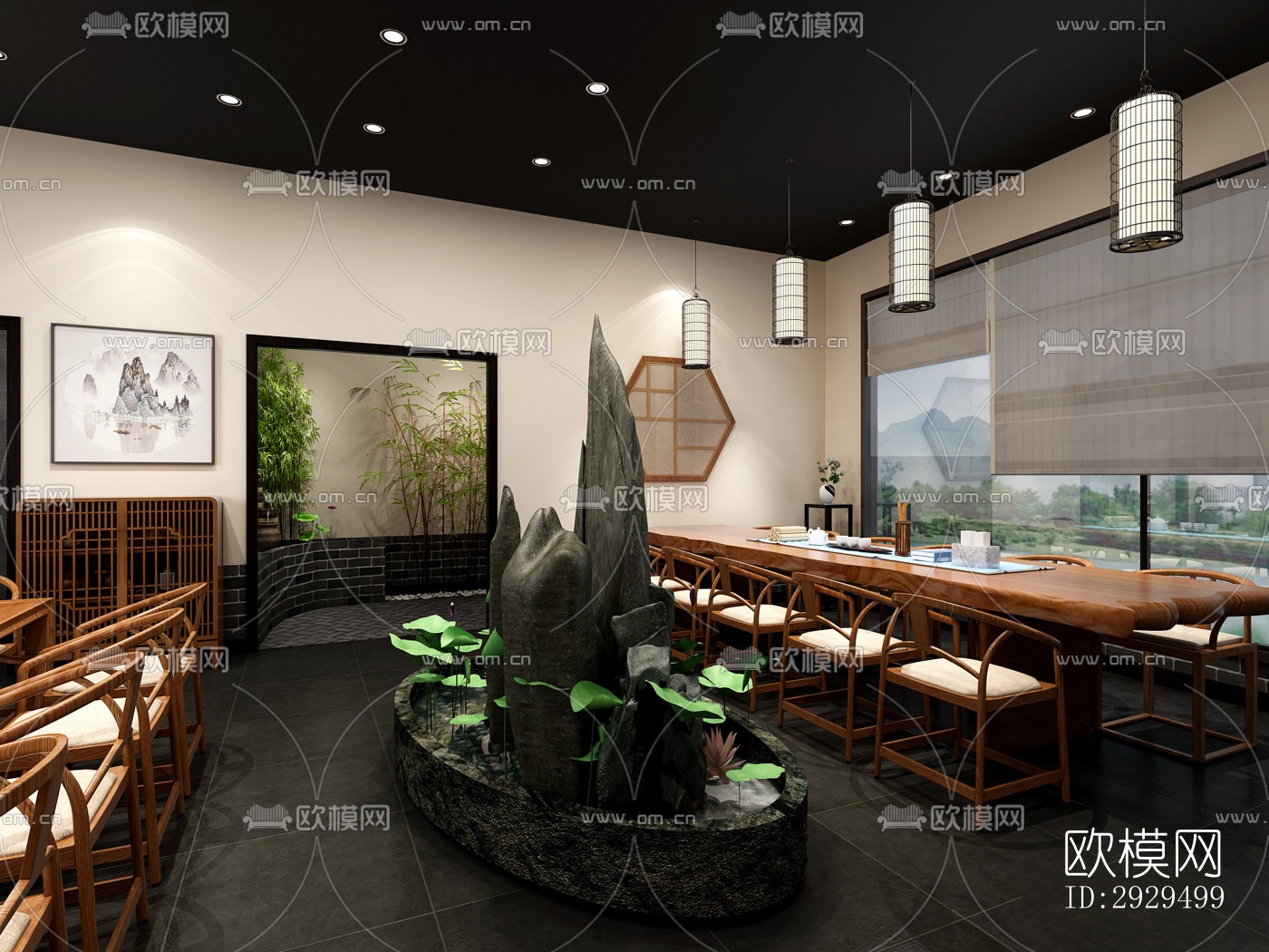 新中式茶馆效果图下载（渲染图3）