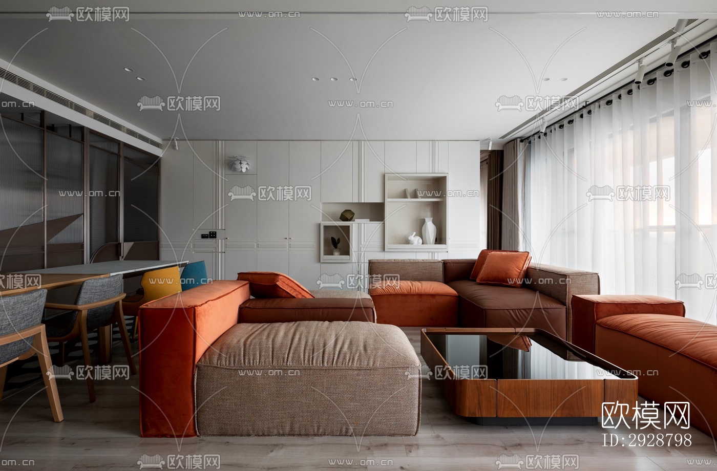 现代平层效果图下载（渲染图11）