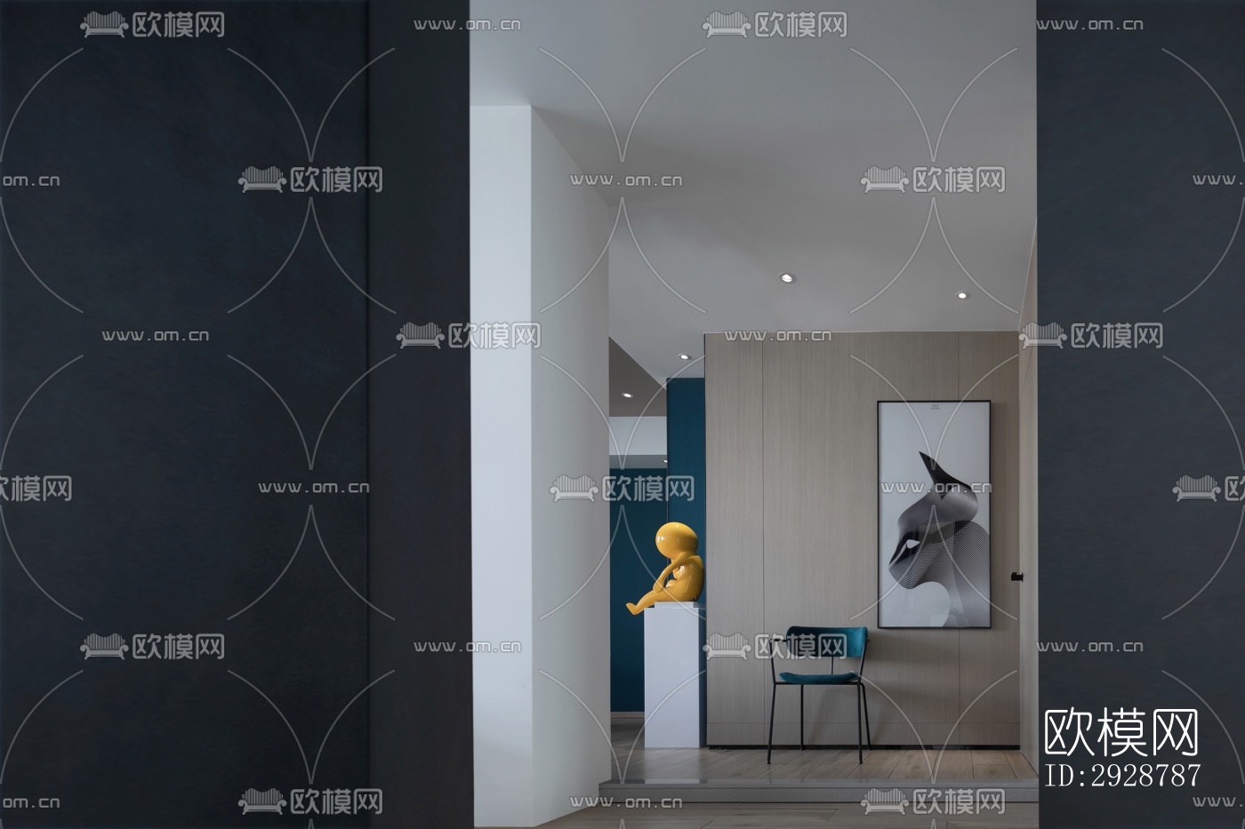 现代平层效果图下载（渲染图2）