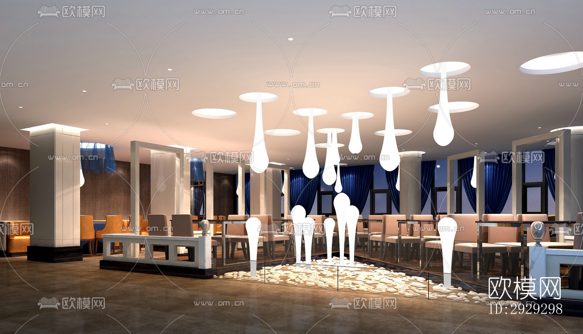 现代中餐厅效果图下载（渲染图4）