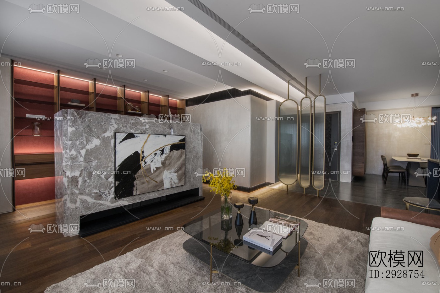 现代平层效果图下载（渲染图1）