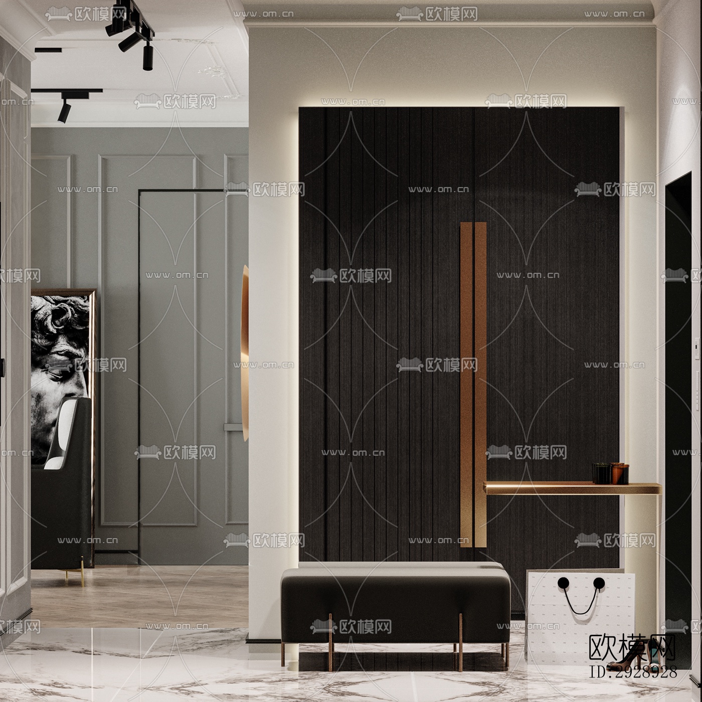 美式平层效果图下载（渲染图17）