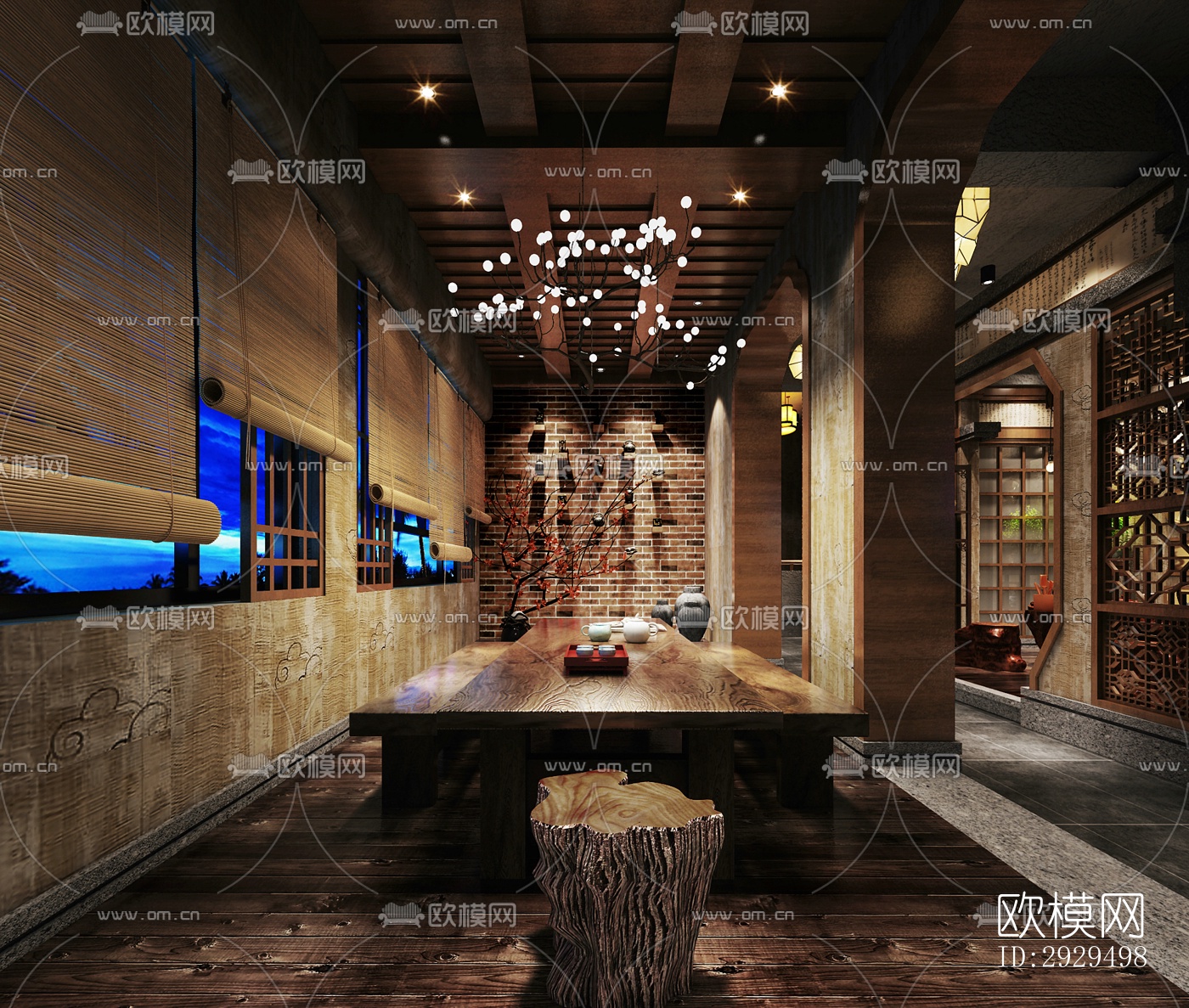 新中式茶馆效果图下载（渲染图3）