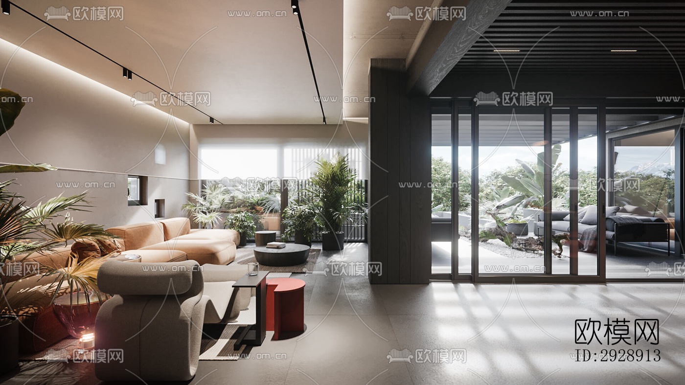 现代平层效果图下载（渲染图19）