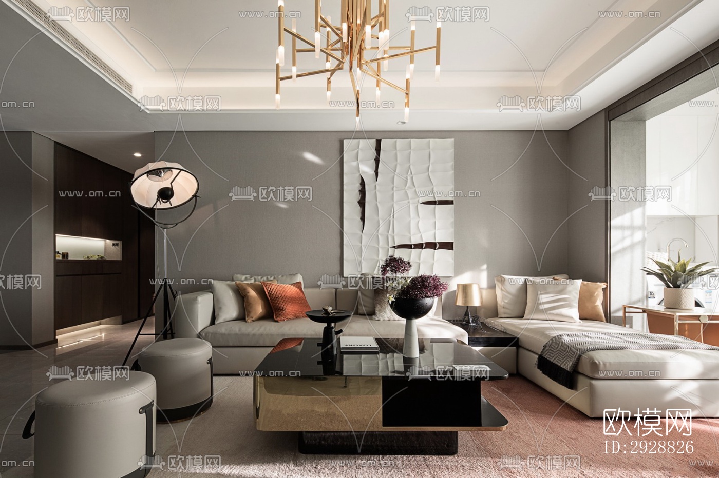 现代平层效果图下载（渲染图15）