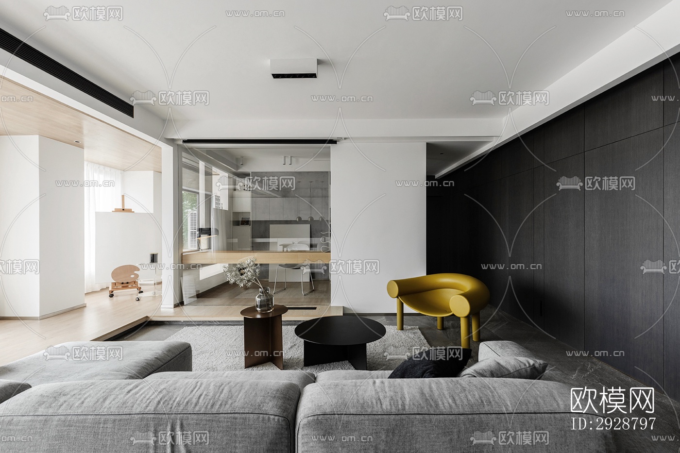 现代平层效果图下载（渲染图1）