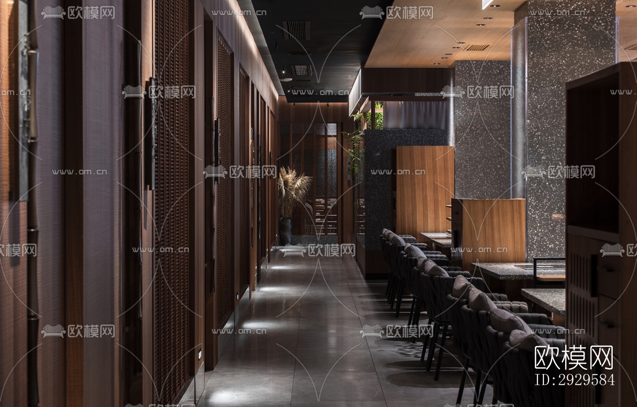 高级灰西餐厅效果图下载（渲染图3）