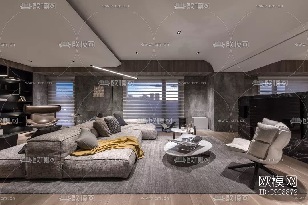 现代平层效果图下载（渲染图1）