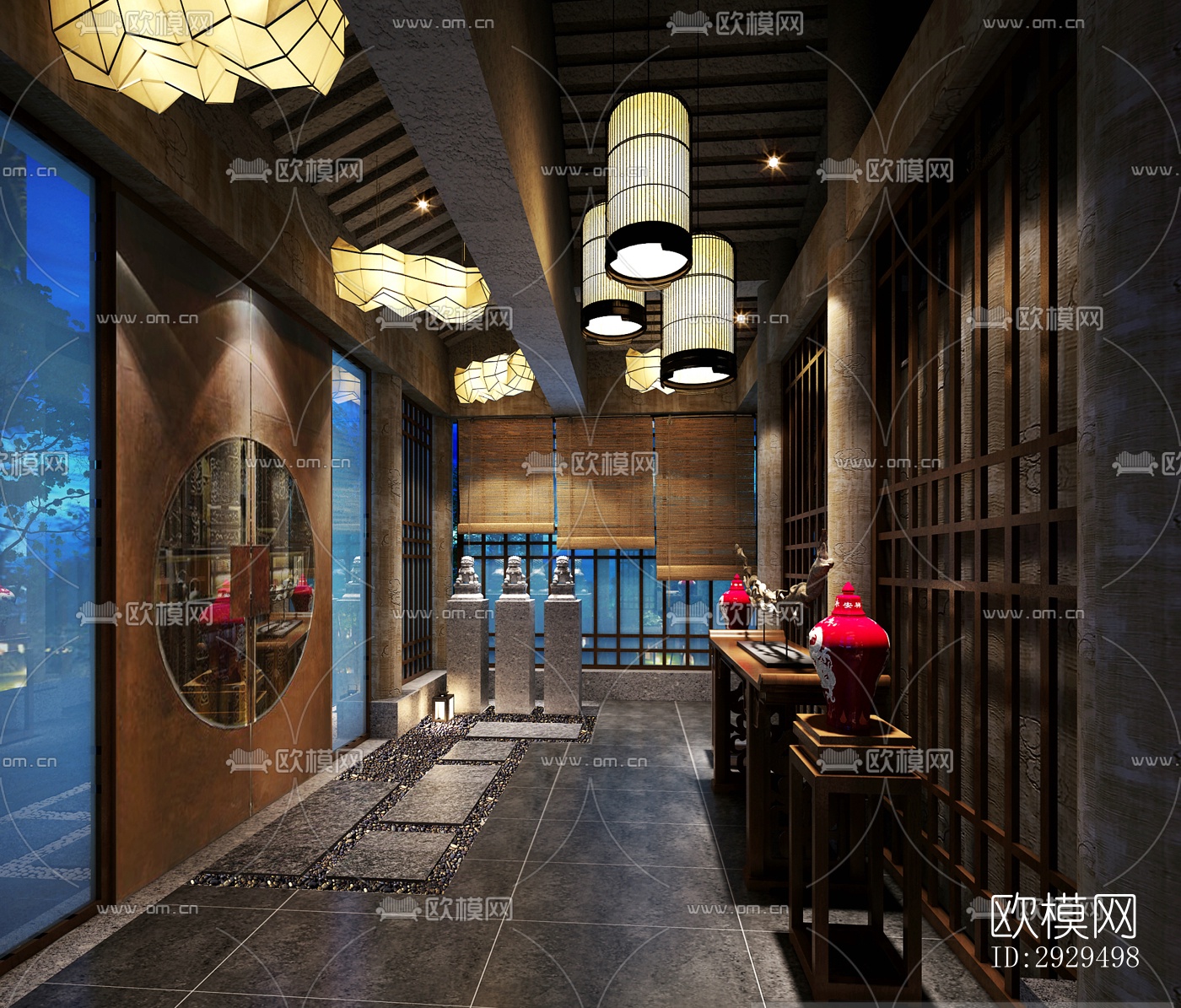 新中式茶馆效果图下载（渲染图6）