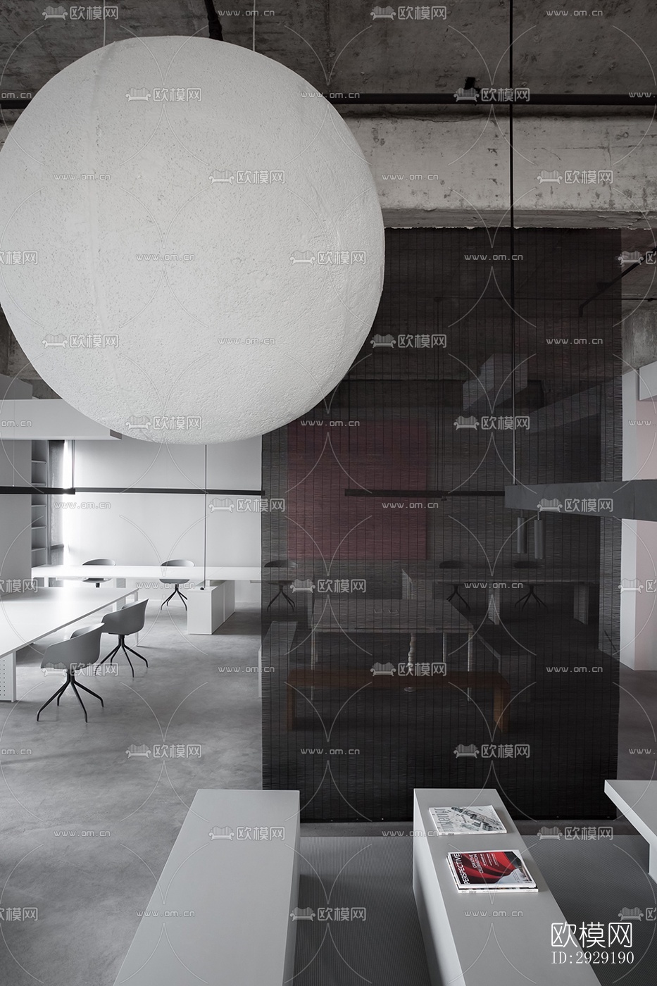 高级灰办公区效果图下载（渲染图10）