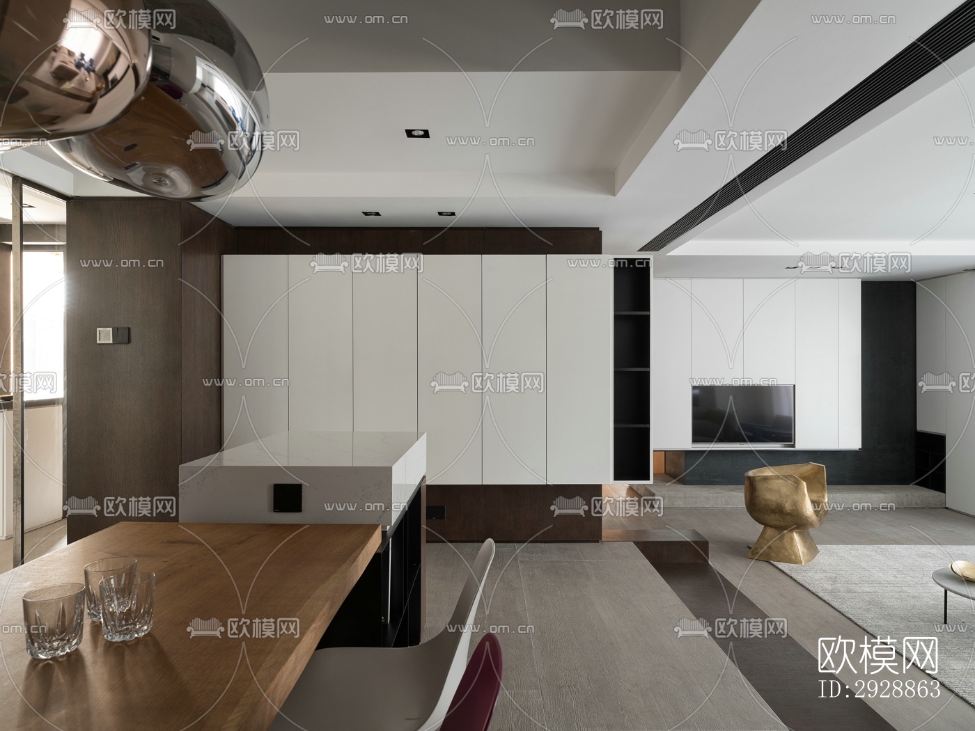 现代平层效果图下载（渲染图7）