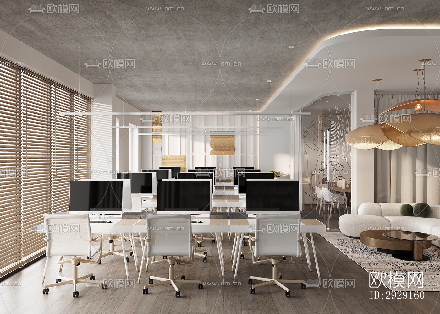 现代办公区效果图下载（渲染图15）