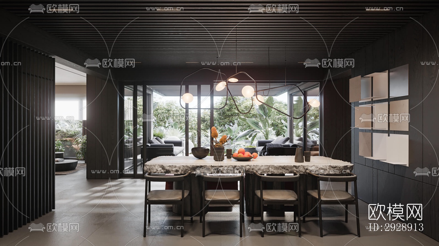 现代平层效果图下载（渲染图12）