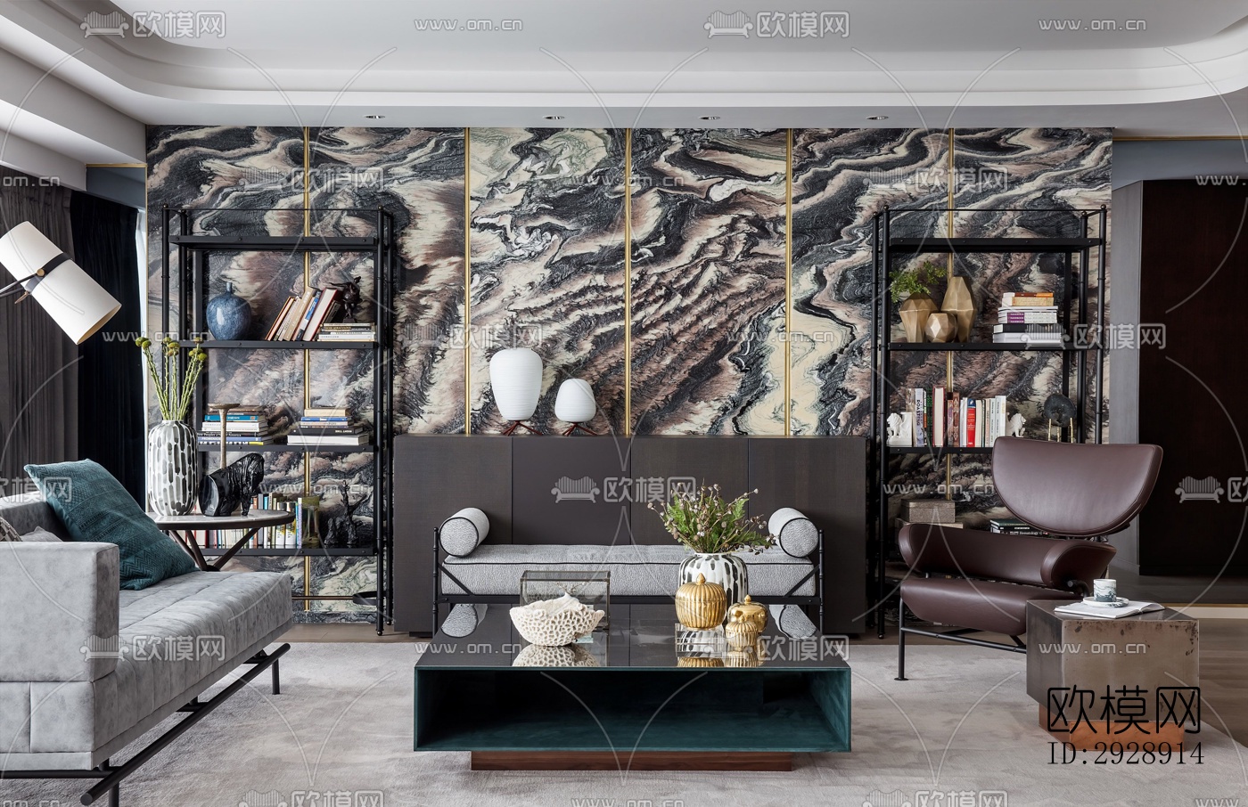 现代平层效果图下载（渲染图1）