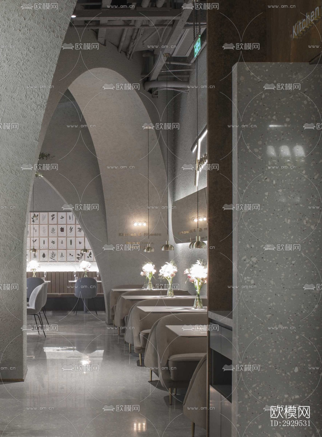 侘寂西餐厅效果图下载（渲染图4）