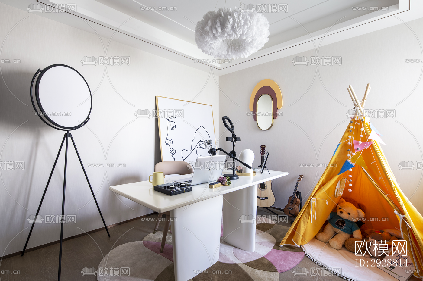 现代平层效果图下载（渲染图1）