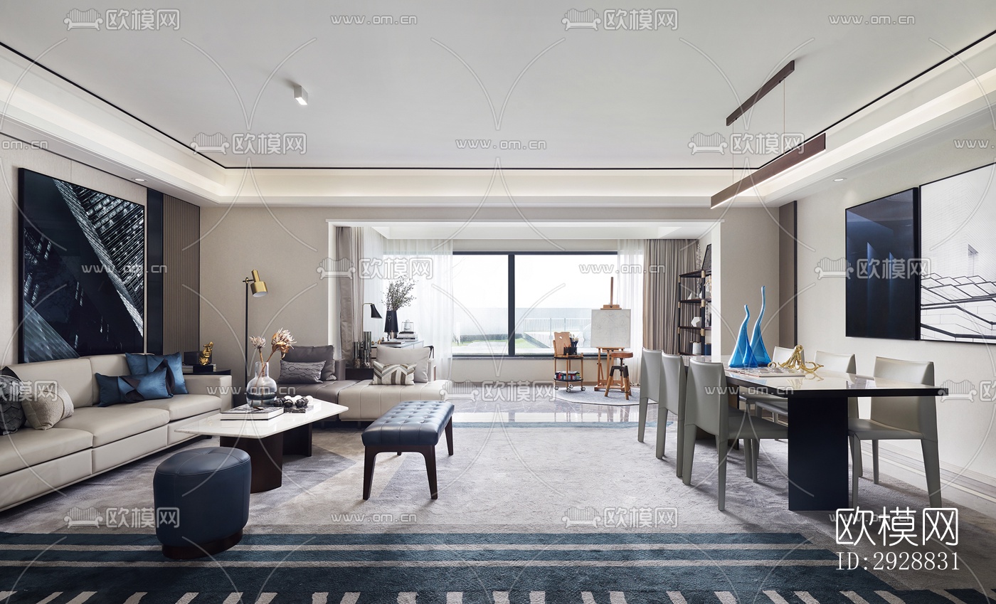 现代平层效果图下载（渲染图1）