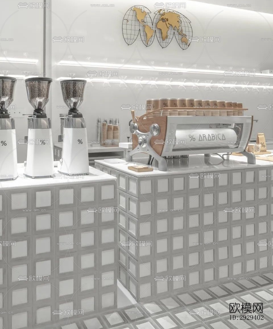 工业风咖啡奶茶效果图下载（渲染图3）