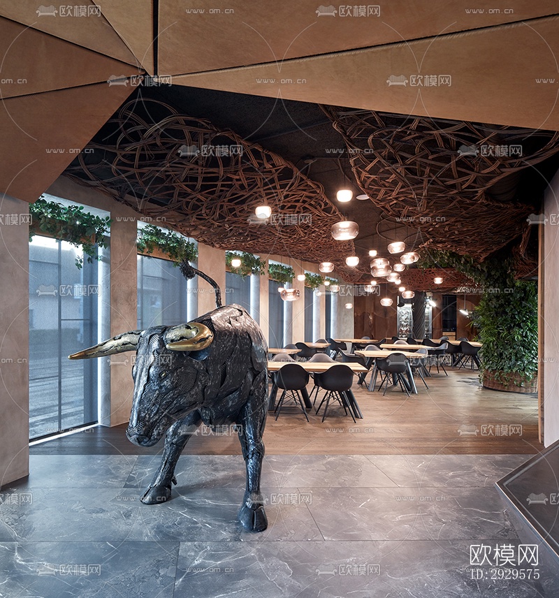 高级灰西餐厅效果图下载（渲染图6）