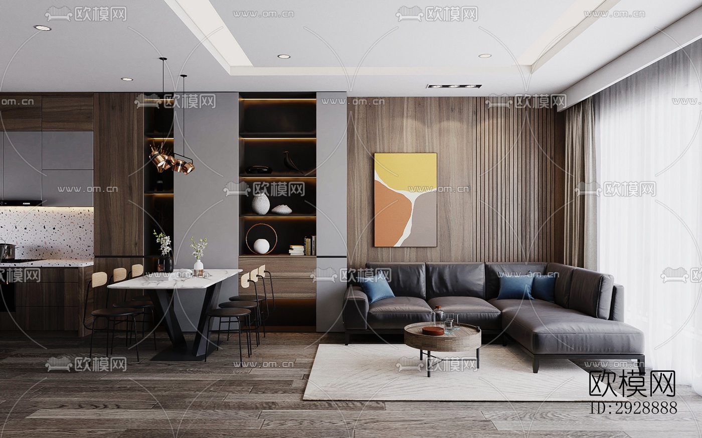 现代平层效果图下载（渲染图5）