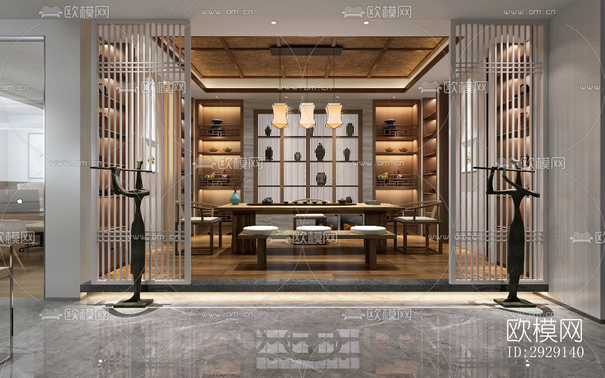 现代办公区效果图下载（渲染图9）