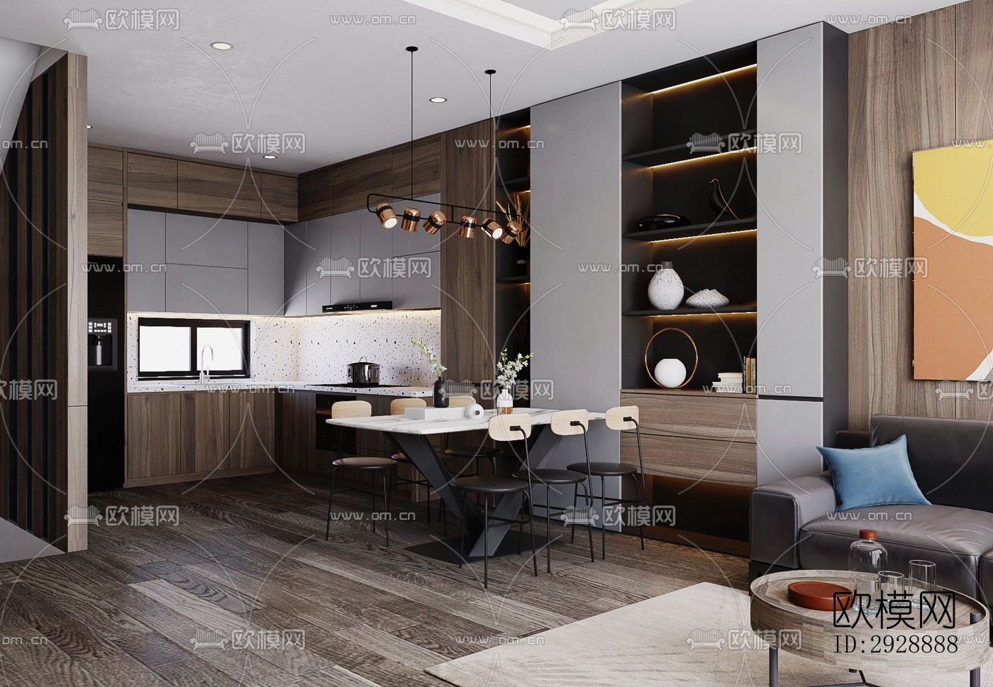 现代平层效果图下载（渲染图6）