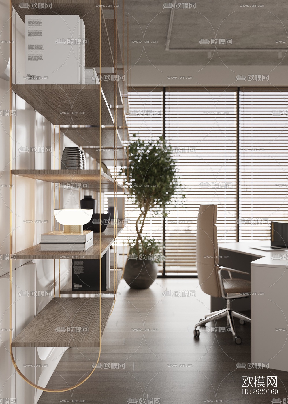 现代办公区效果图下载（渲染图2）