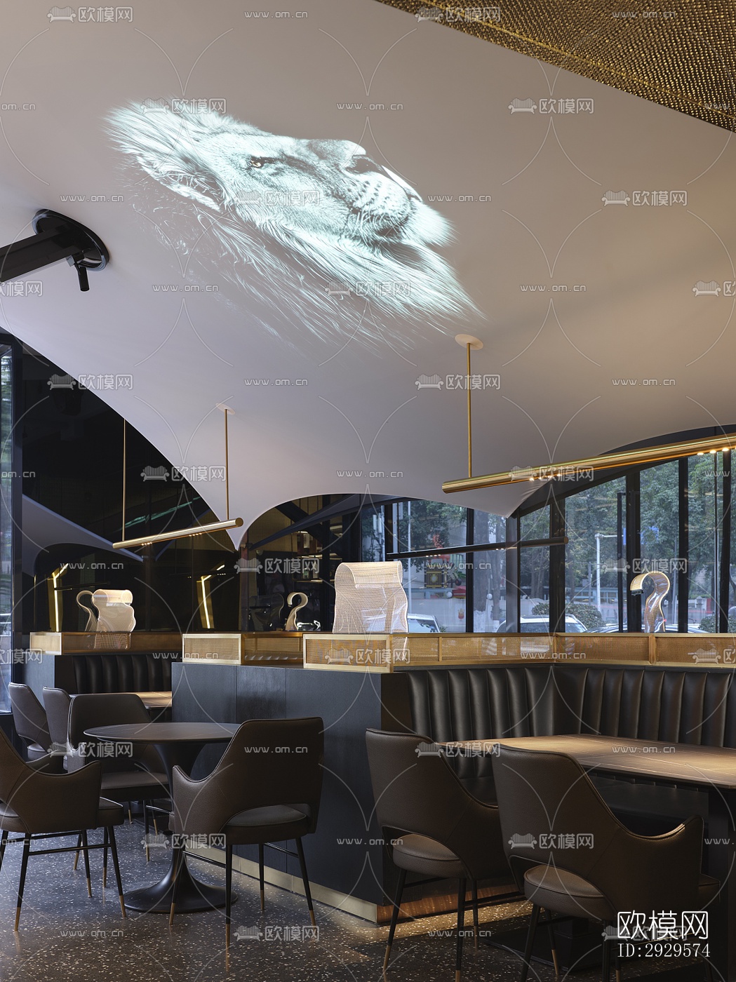 高级灰西餐厅效果图下载（渲染图2）