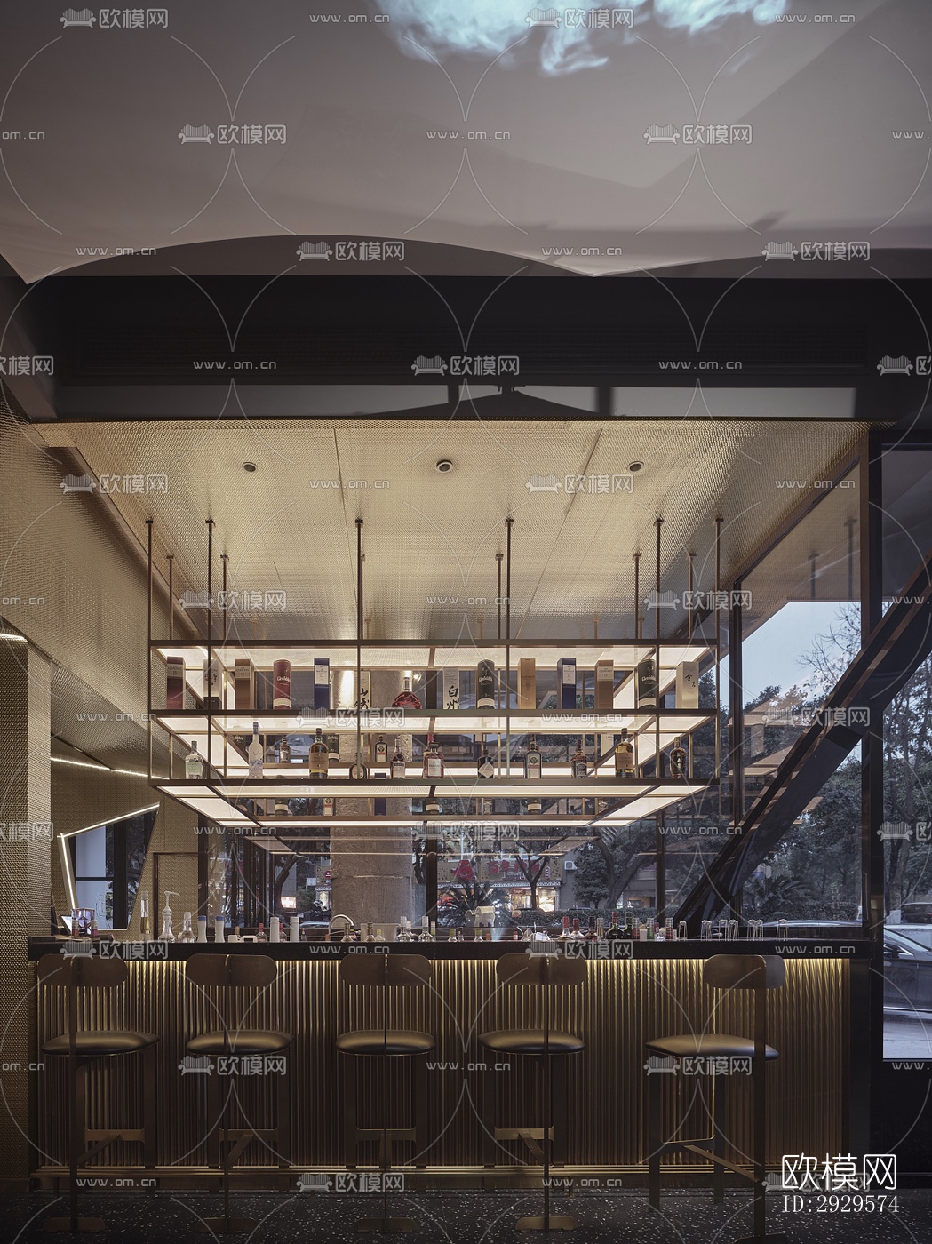 高级灰西餐厅效果图下载（渲染图4）