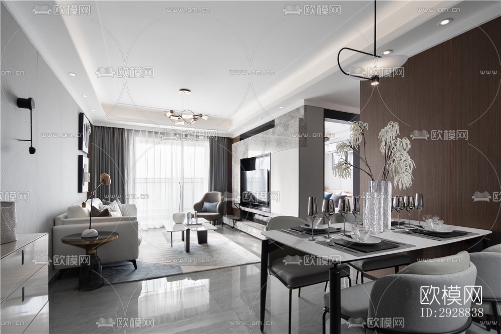 现代平层效果图下载（渲染图17）