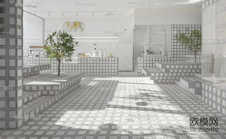 工业风咖啡奶茶效果图下载（渲染图1）