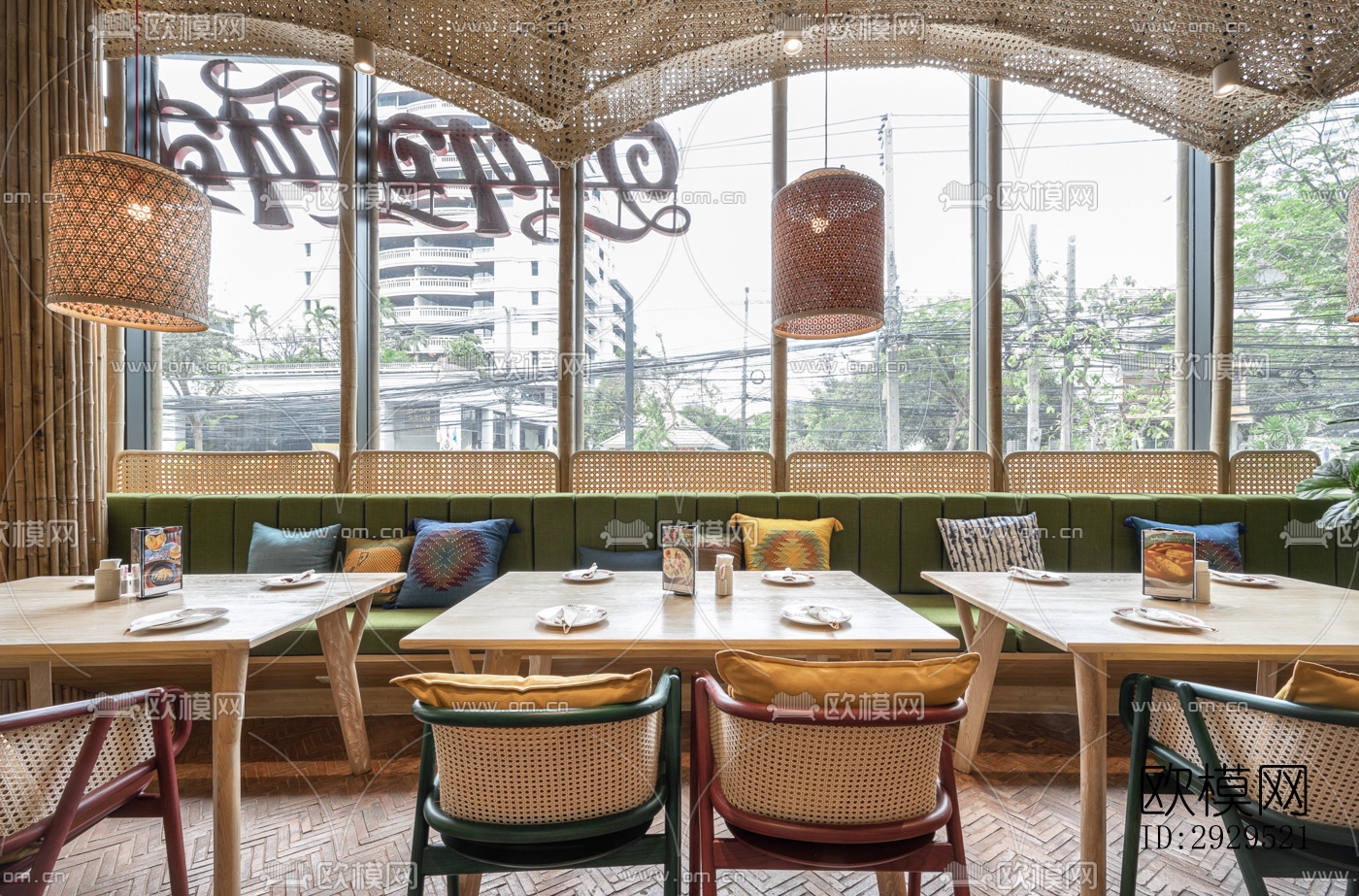 东南亚西餐厅效果图下载（渲染图4）