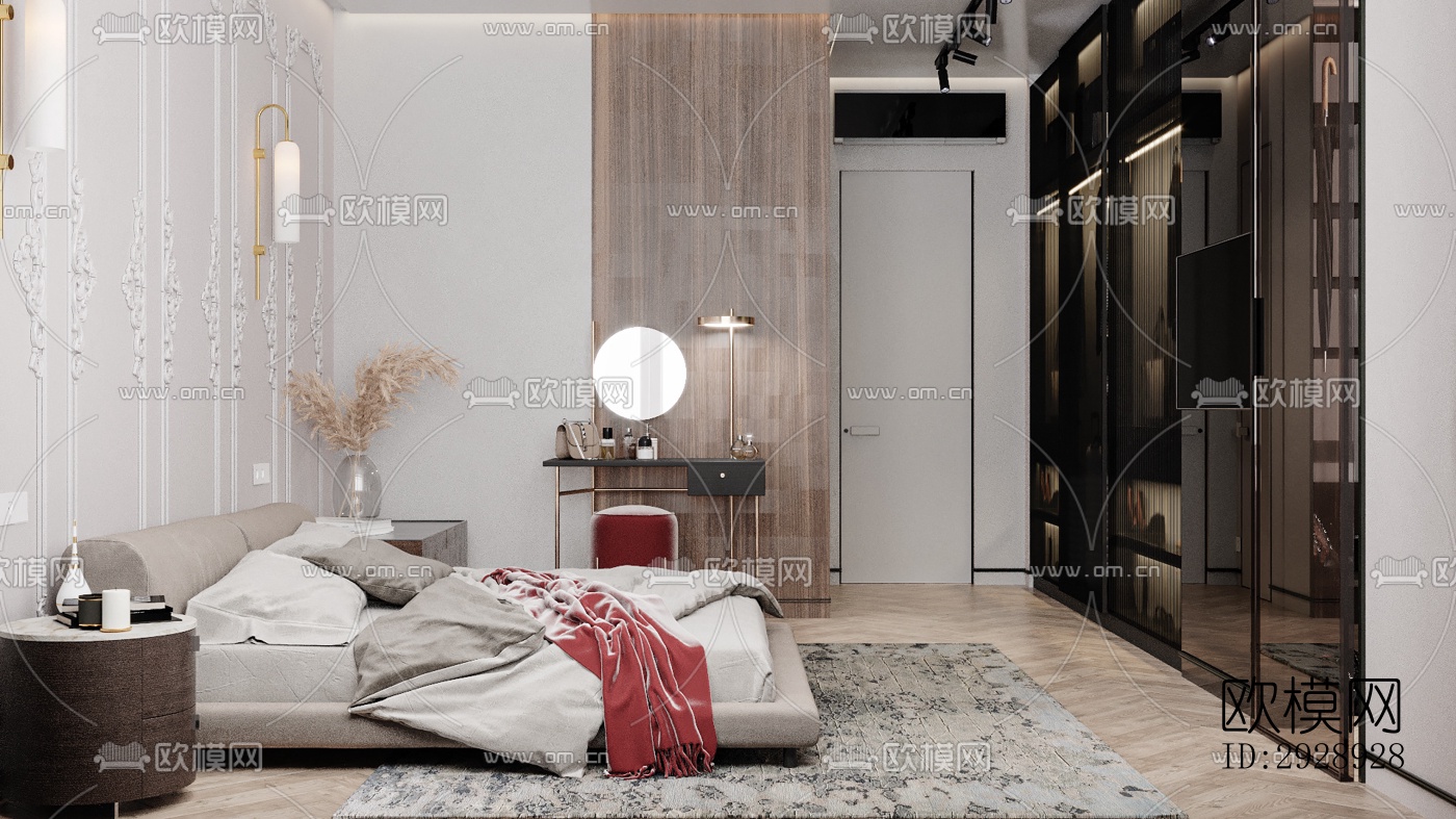 美式平层效果图下载（渲染图5）