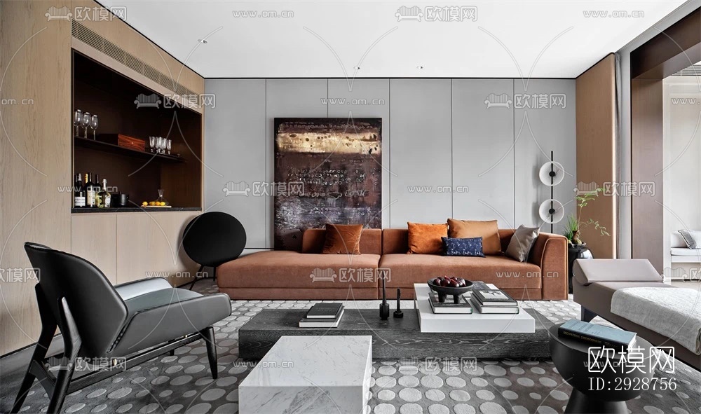 现代平层效果图下载（渲染图17）