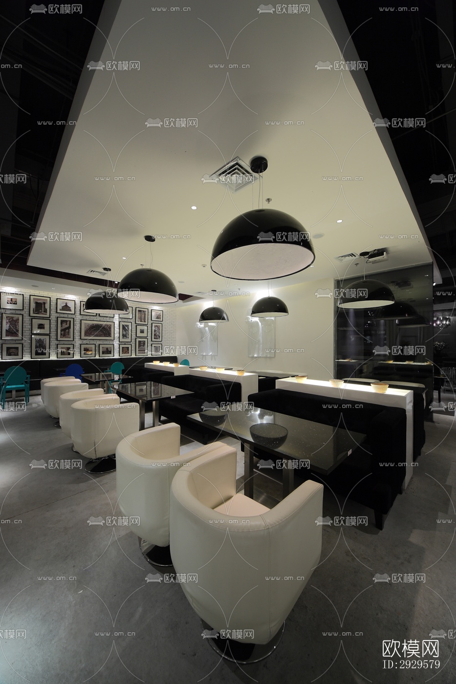 高级灰西餐厅效果图下载（渲染图6）