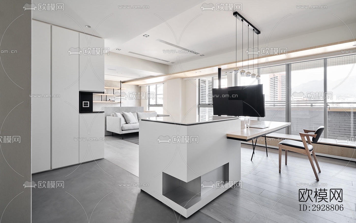 现代平层效果图下载（渲染图10）