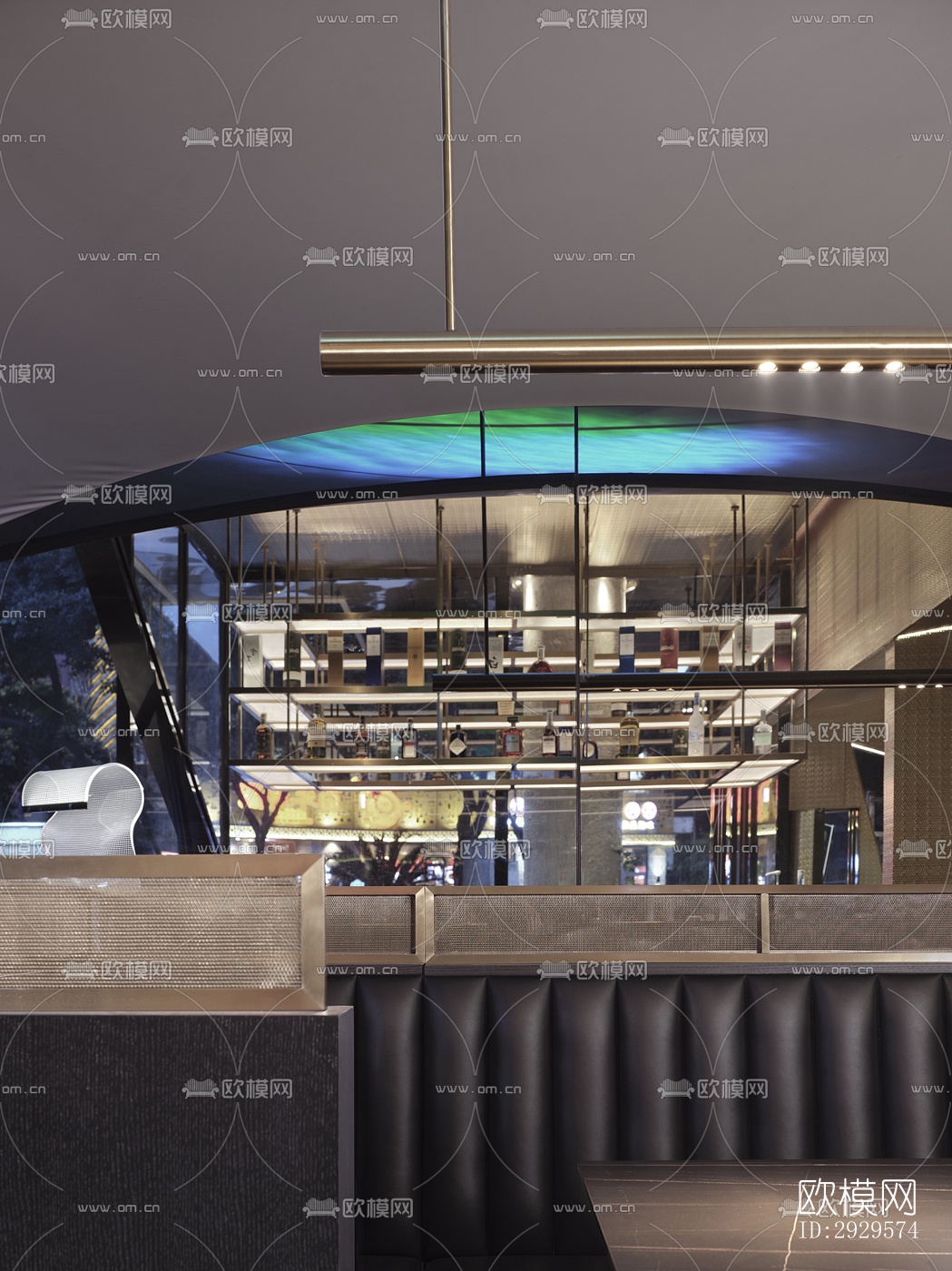 高级灰西餐厅效果图下载（渲染图5）