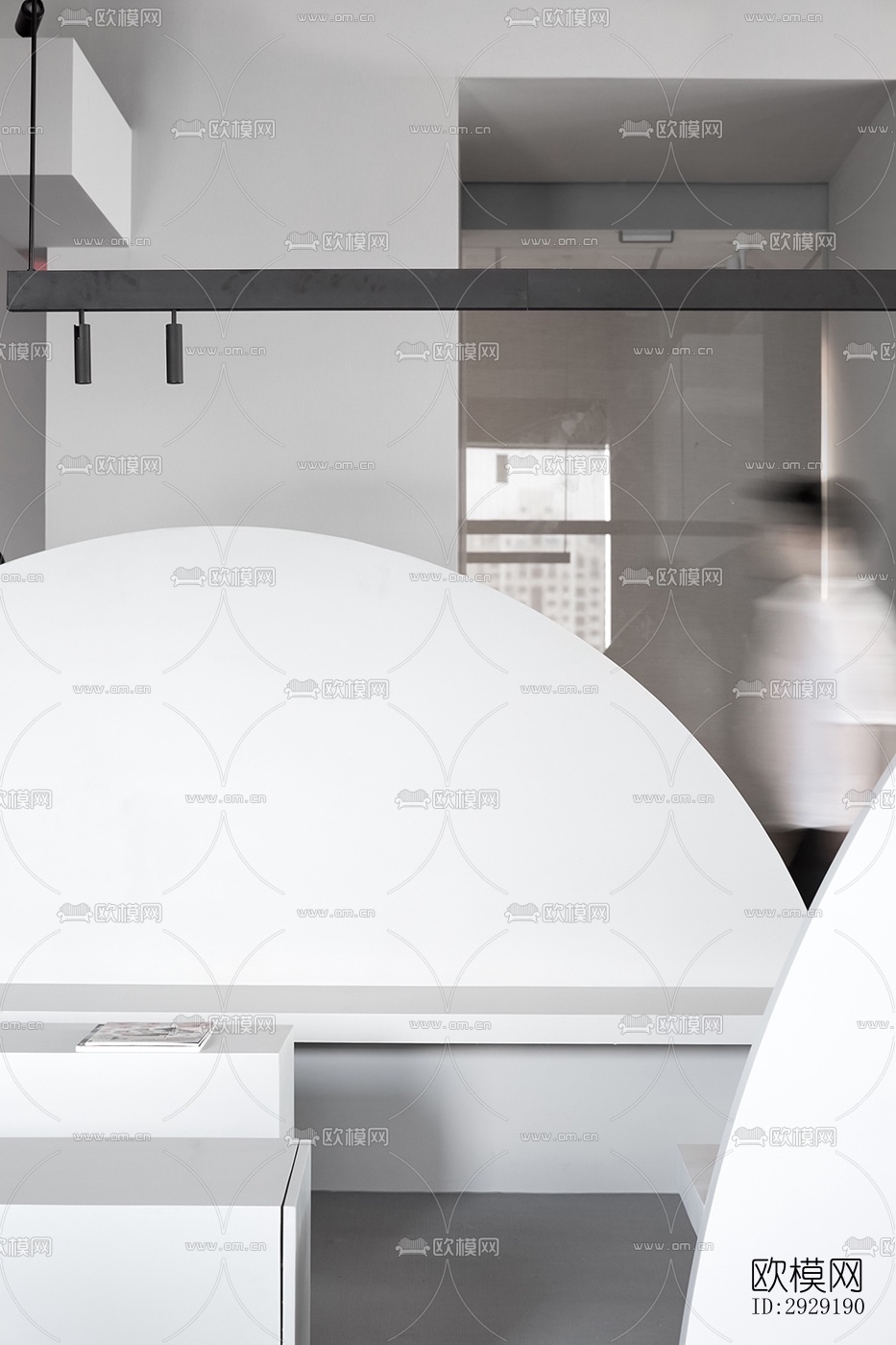 高级灰办公区效果图下载（渲染图4）