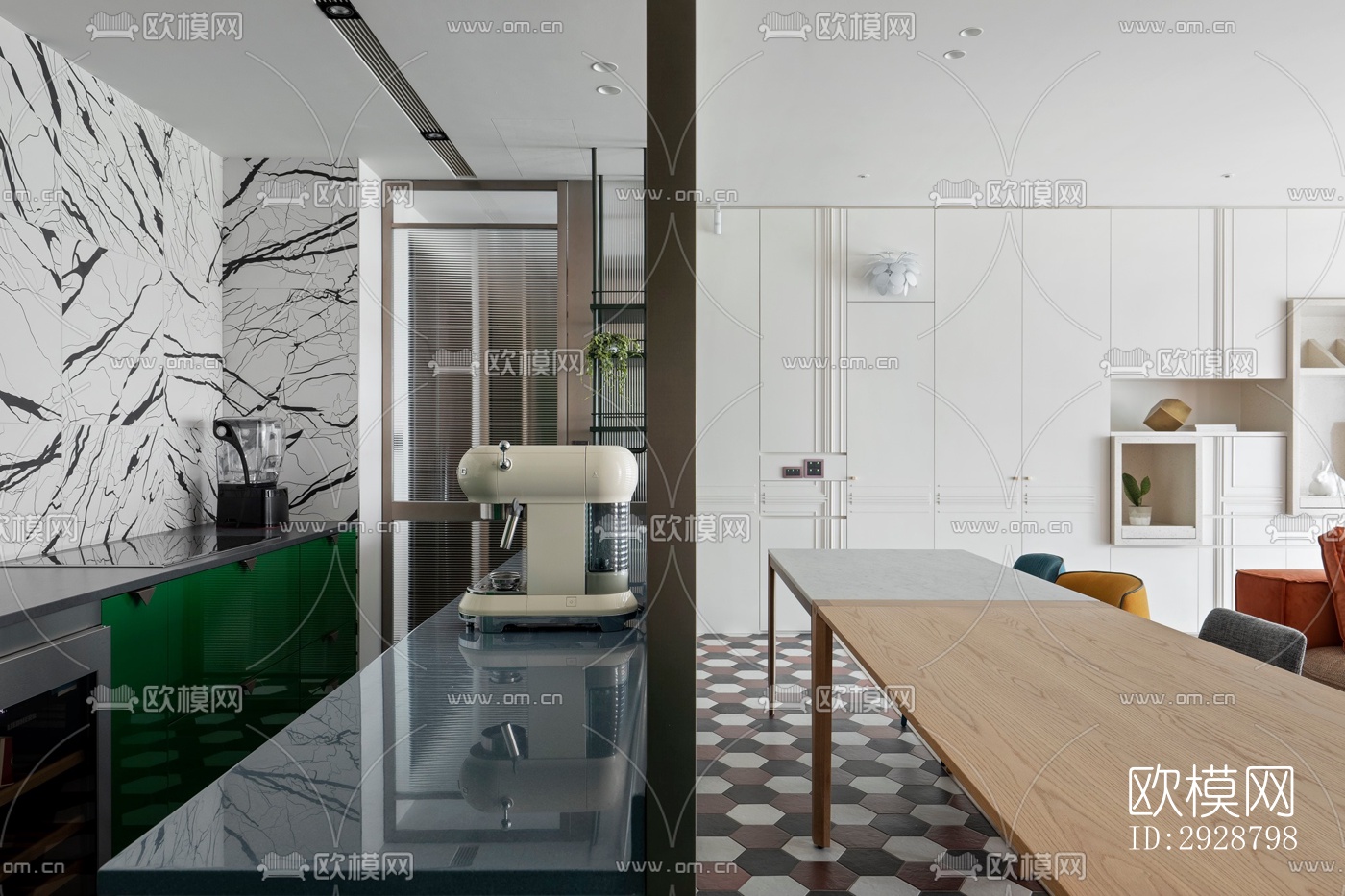 现代平层效果图下载（渲染图1）