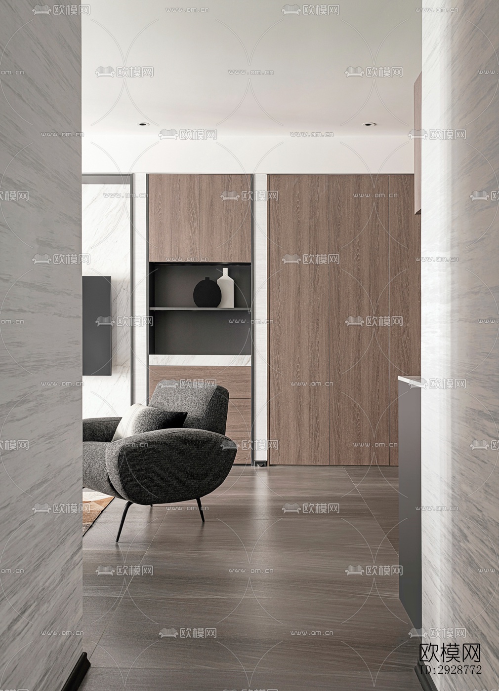 现代平层效果图下载（渲染图1）