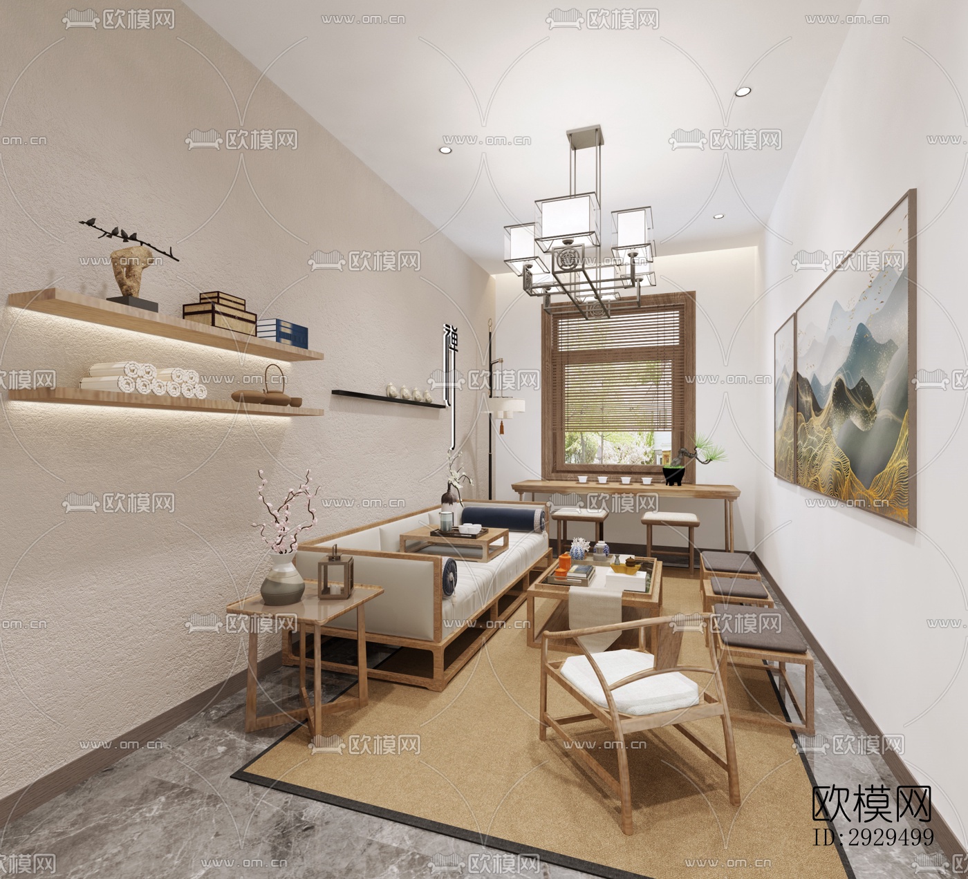 新中式茶馆效果图下载（渲染图9）