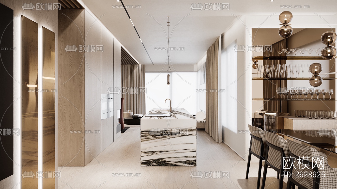 现代平层效果图下载（渲染图12）