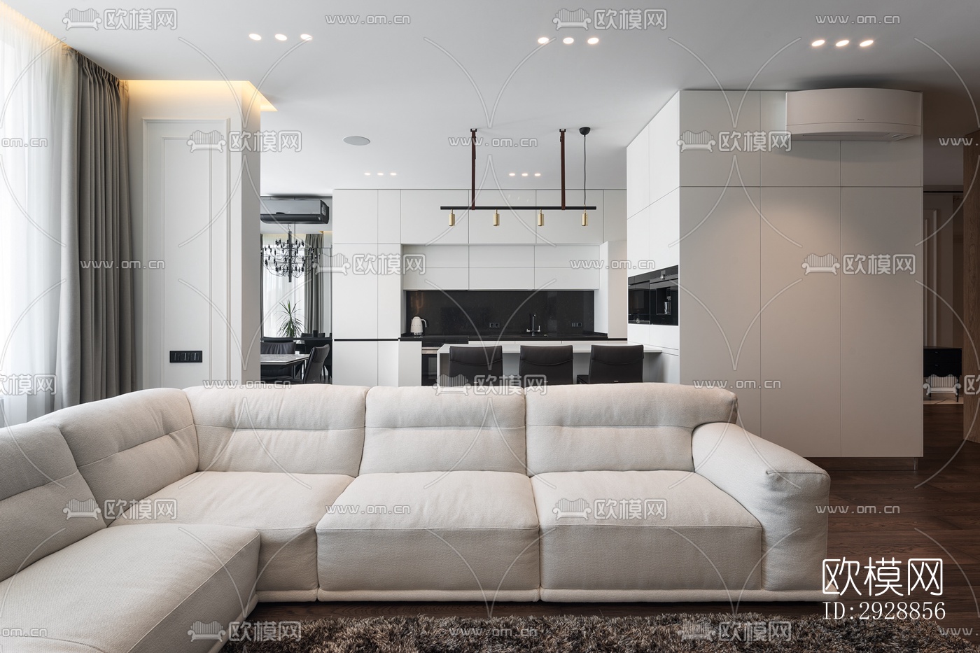 现代平层效果图下载（渲染图1）