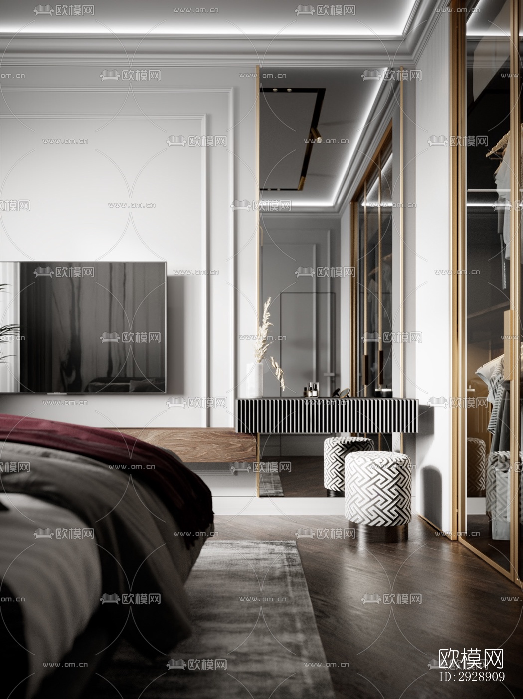 现代平层效果图下载（渲染图3）