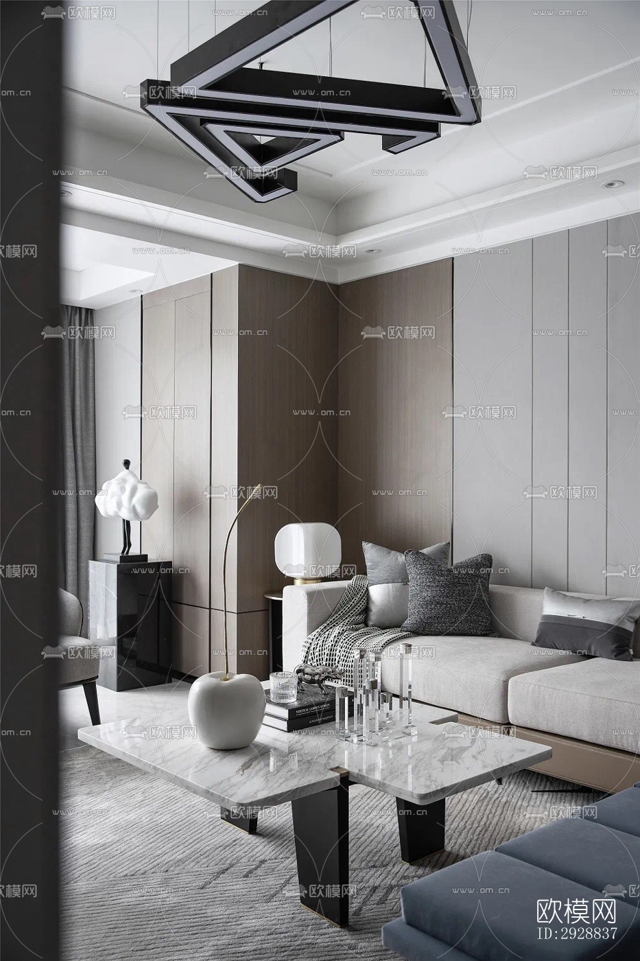 现代平层效果图下载（渲染图14）