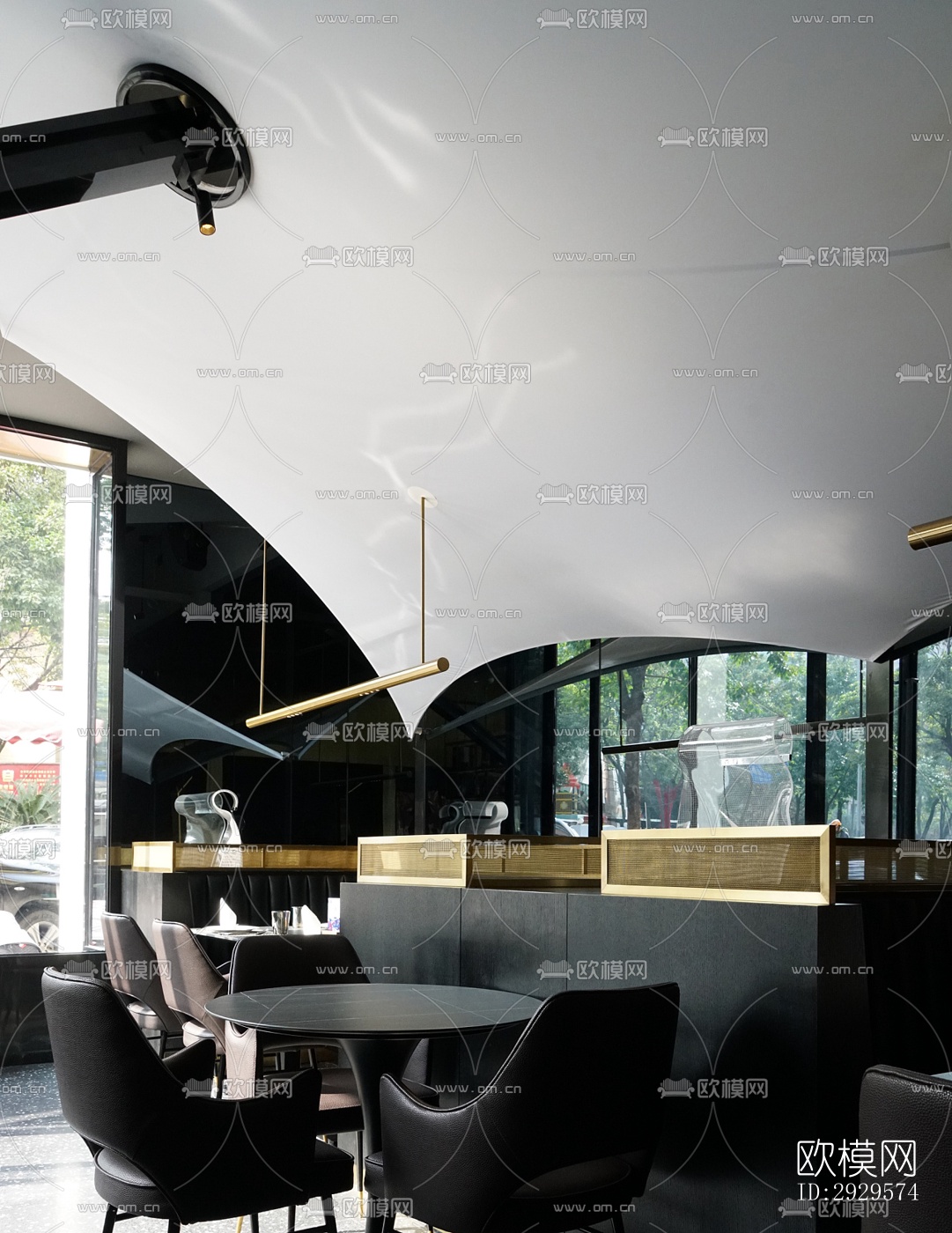 高级灰西餐厅效果图下载（渲染图18）