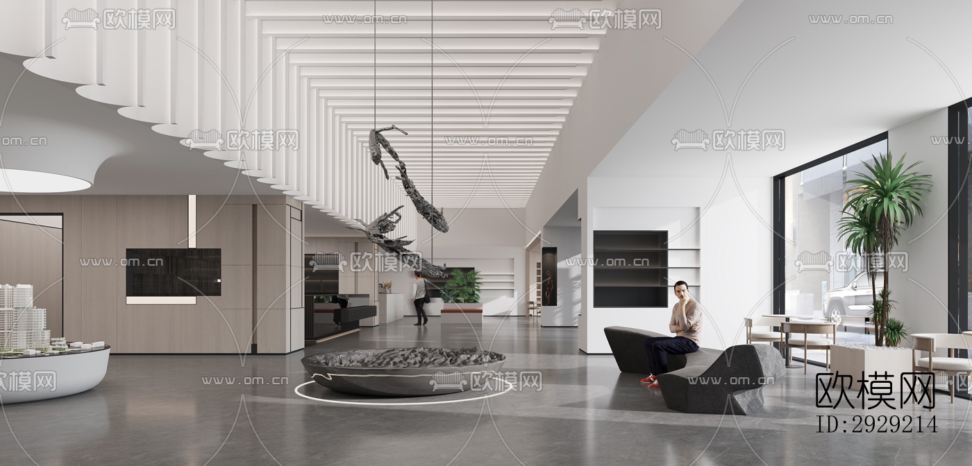 现代商务大堂效果图下载（渲染图14）