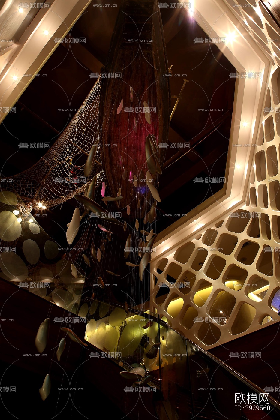 新中式西餐厅效果图下载（渲染图11）